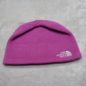 North Face Beanie Unisex One Size Pink Knit Fleece Lined Winter Hat Snow Outdoor